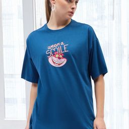 DressBerry Women Graphic Printed Round Neck Cotton Oversized T-shirt-image-55