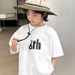 LULU & SKY Boys Typography Striped V-Neck Applique T-shirt-picture-27