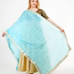 Karthav Fashion Floral Printed Gotta Patti Art Silk Dupatta-image-13