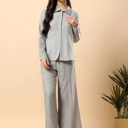 aayusika Women Pure Cotton Shirt Collar Neck Long Sleeve Shirt With Trouser Co-Ords-picture-13