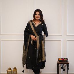 KALINI Women Ethnic Motifs Embroidered Regular Thread Work Kurta with Trousers & With Dupatta-picture-10