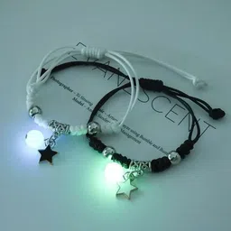 P. R. PRINTS Unisex Set Of 2 Luminous Couple Charm Bracelets-image-7