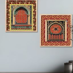 Kotart Brown & Green Set of 2 Piece Wood Abstract Wall Paintings-picture-1