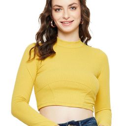 Madame Women Solid High Neck Cotton Top-picture-49