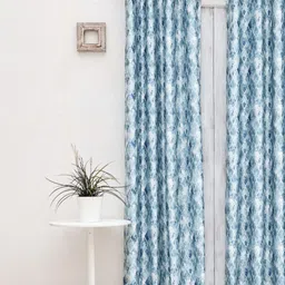 Ariana Blue & White Geometric Door Curtain-28