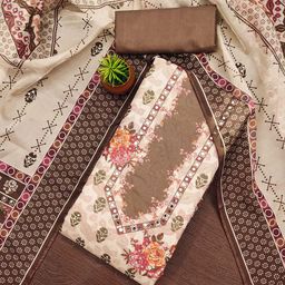 SAINOOR Floral Printed Beads & Stones Organza Unstitched Dress Material-image-112
