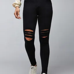 DOLCE CRUDO Women Slim Fit High-Rise Mildly Distressed Heavy Fade Stretchable Jeans-picture-37