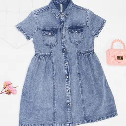 Pantaloons Junior Girls Shirt Collar Shirt Dress-picture-4