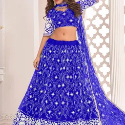 F Plus Fashion Girls Pink Net Semi-Stitched Lehenga Choli-picture-33