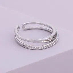 Kushal's Fashion Jewellery Women White Rhodium-Plated Party Trendy Zircon Finger Ring-image-90