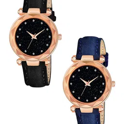 CSAMON Women Embellished Dial & Straps Analogue Watch GR379RG 12D BLK BLU Vel L-image-96