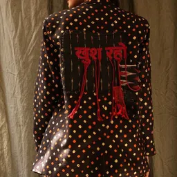 Swaroop by Swati Bhatia Printed Cotton Notched Lapel Front Open Blazers image 4
