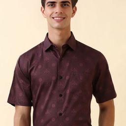 Allen Solly Men Slim Fit Ethnic Motifs Printed Spread Collar Pure Cotton Formal Shirt-picture-34