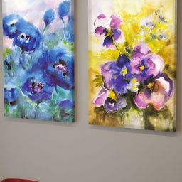 Myntra Elegant Homes Set of 2 Blue & Yellow Waercolored Flower Abstract Wall Art-image-16