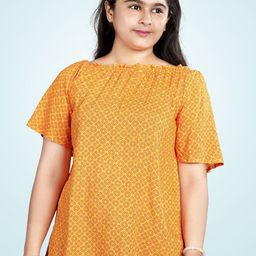 Lil Peacock Girls Printed Longline Top-image-85