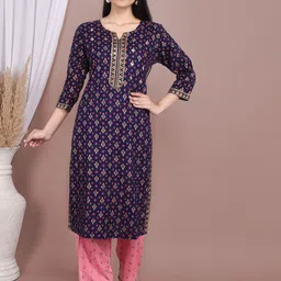 Indiwest Women Ethnic Motifs Printed Kurta with Trousers-image-11