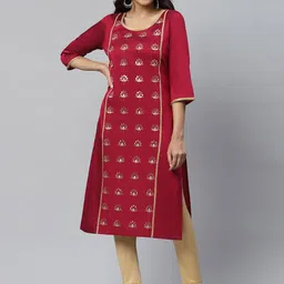 AURELIA Women Geometric Mirror Work Kurta-19