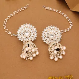 Anouk Gold Plated Artificial Beaded Dome Shaped Jhumkas-12