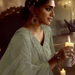 Fusionic Embroidered Net Semi-Stitched Lehenga & Unstitched Blouse With Dupatta image 5