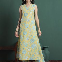KALINI Women Floral Printed Kurta with Trousers-picture-16