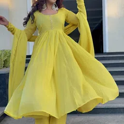 Brand Hill Women Tiered Pure Cotton Kurta with Trousers & Dupatta-picture-26
