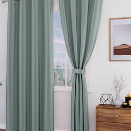 TOP DRAPES Grey Set of 2 Black Out Window Curtain-image-51