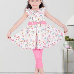 kidozKids-Girls Floral Print Peter Pan Collar Fit & Flare Dress-picture-44