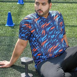 Instafab Plus Men Abstract Printed V-Neck Activewear T-shirt-picture-16