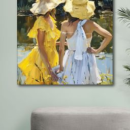 Myntra Elegant Homes Two Women In Brimmed Hats Canvas Wall Painting-image-22