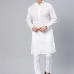 Majestic Man Men Embroidered Chikankari Kurta-picture-42