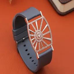 UNIVERSITY TRENDZ Rose Gold Plated Leather American Diamond Wraparound Bracelet-55