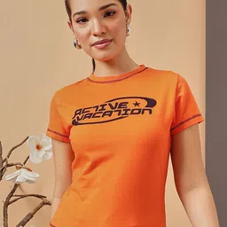 STREET 9 Women Typography Printed Applique T-shirt-picture-39