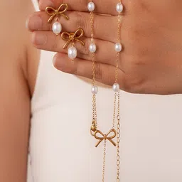 DressBerry Beads Studed Bow Shaped Jewellery Set-28