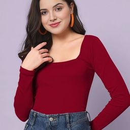 Dream Beauty Fashion women ribbed Square Neck Fitted Top-picture-11