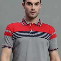 GET GOLF Men Striped Polo Collar Cotton T-shirt-image-85