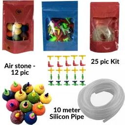 Super Soft Silicon Oxygen Pipe Pump Hose-Air Bubble Stone Aquarium Fish Tank White, 10 M/4x6 Mm Air Tube with 12pcs Air Stone and Air Tube Outlet Multicolor Connector 25 Pieces Aquarium Air Stone-picture-26