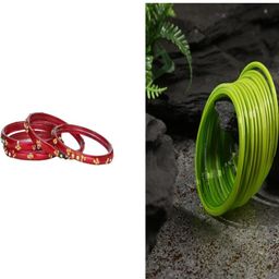 SOMIL Set of 16 Women Red & Green Artificial Stones and Beads Bangles-image-48