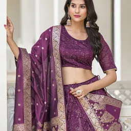 AKS Mirror Work Foil Print Ready to Wear Lehenga & Blouse With Dupatta-image-62