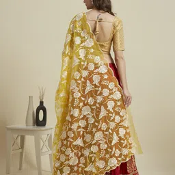 Dupatta Bazaar Printed Organza Dupatta with Thread Work image 4