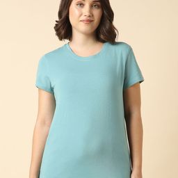Van Heusen Women Solid Round Neck Cotton Relaxed Fit T-shirt-picture-23