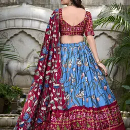 A TO Z CART Printed Ready to Wear Lehenga & Unstitched Blouse With Dupatta image 3