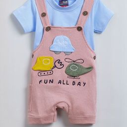 Hopscotch Unisex Kids Cotton Applique Dungaree Set-picture-36