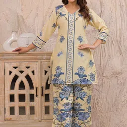 AUTUMN LANE Kara Admiral Printed Pure Cotton V-Neck Tunic With Palazzo Co-Ords Set-picture-5