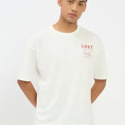 Mast & Harbour Typography Printed Round Neck Short Sleeves Pure Cotton Relaxed Fit T-shirt-picture-43