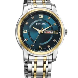 Sonata Men Embellished Dial & Bracelet Style Straps Analogue Watch 77157BM01-45