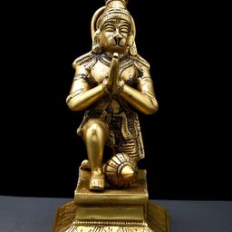 Exotic India Gold-Toned Lord Hanuman Brass Idol Showpiece-picture-24