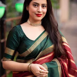 VILLE FASHION Woven Design Zari Art Silk Kanjeevaram Saree-picture-50