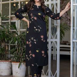 JAPNAAM Women Floral Printed Regular Kurta with Trousers & With Dupatta-image-68