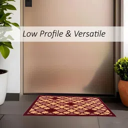 Aura Set Of 6 Brown & Maroon Hexagon-Designed Anti-Skid Doormat image 2