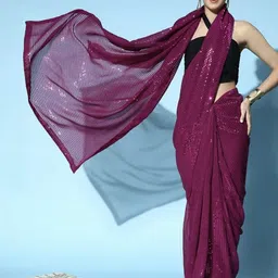 GAVUBAA Purple Pure Georgette Leheriya Sarees-picture-28